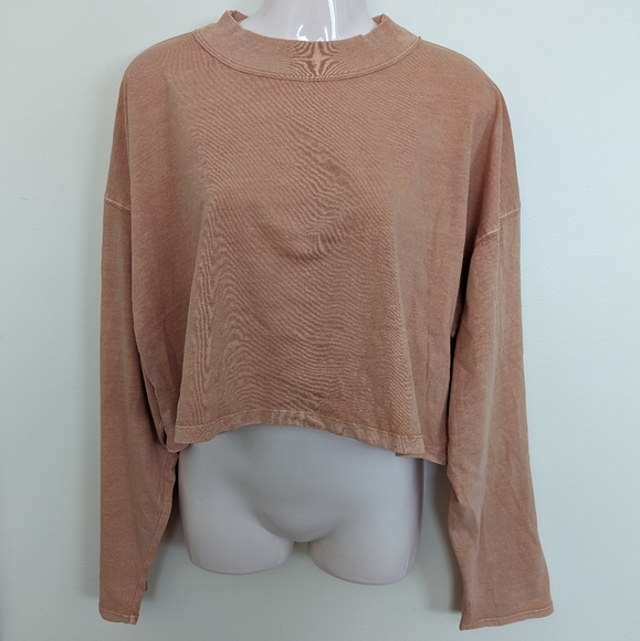 Free People we the free cotton long sleeve T-shirt peach Large - Picture 11 of 11